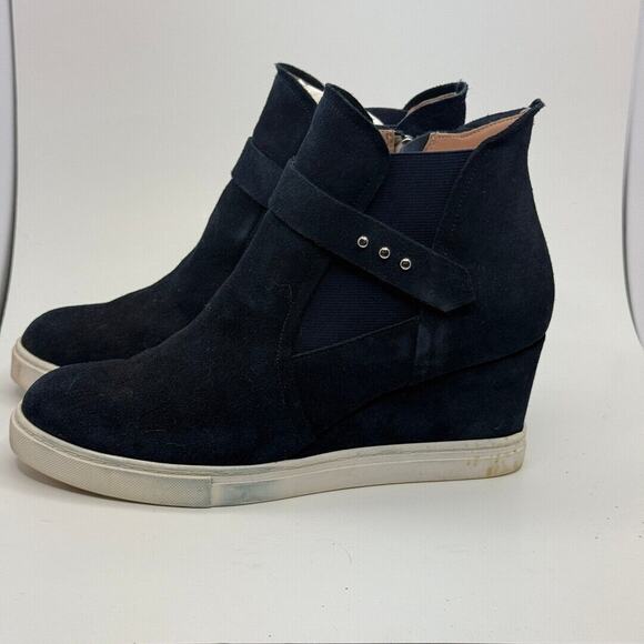 Paolo | Shoes | Linea Paolo Women Wynda Block Heel Pointy Toe Navy Suede Size 7 - Picture 3 of 6